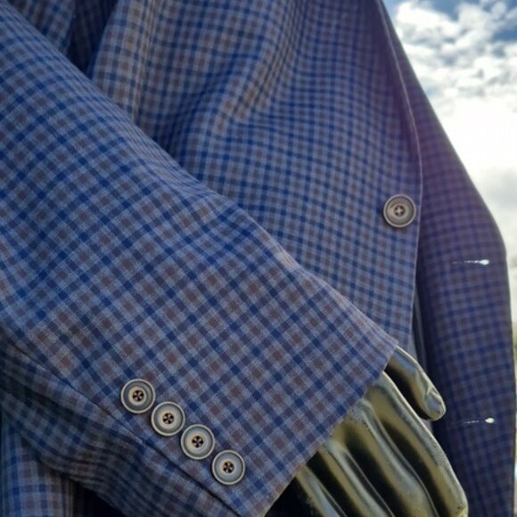 Austin Reed Men's Pure Wool Multicolor Check (2) Button Luxury Blazer